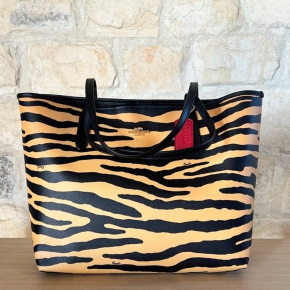 Coach Zebra Print City tote & wallet set brown black NWT - Picture 2 of 15